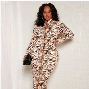 Slayr Plus Zebra Striped Print Bodycon Dress